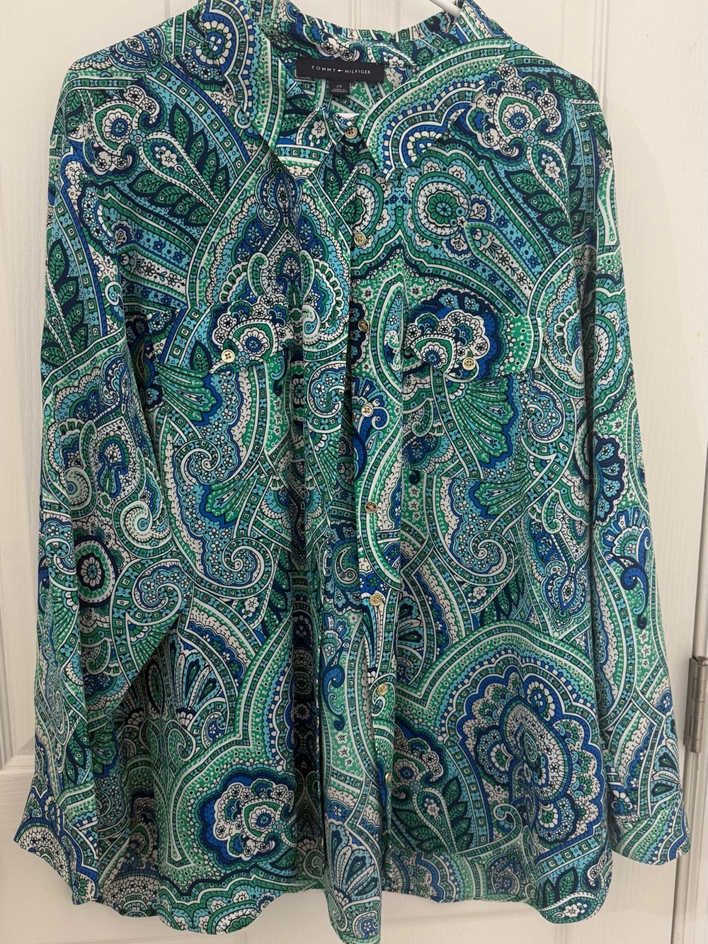 Tommy Hilfiger Paisley Floral Print Blouse Sz 2X
